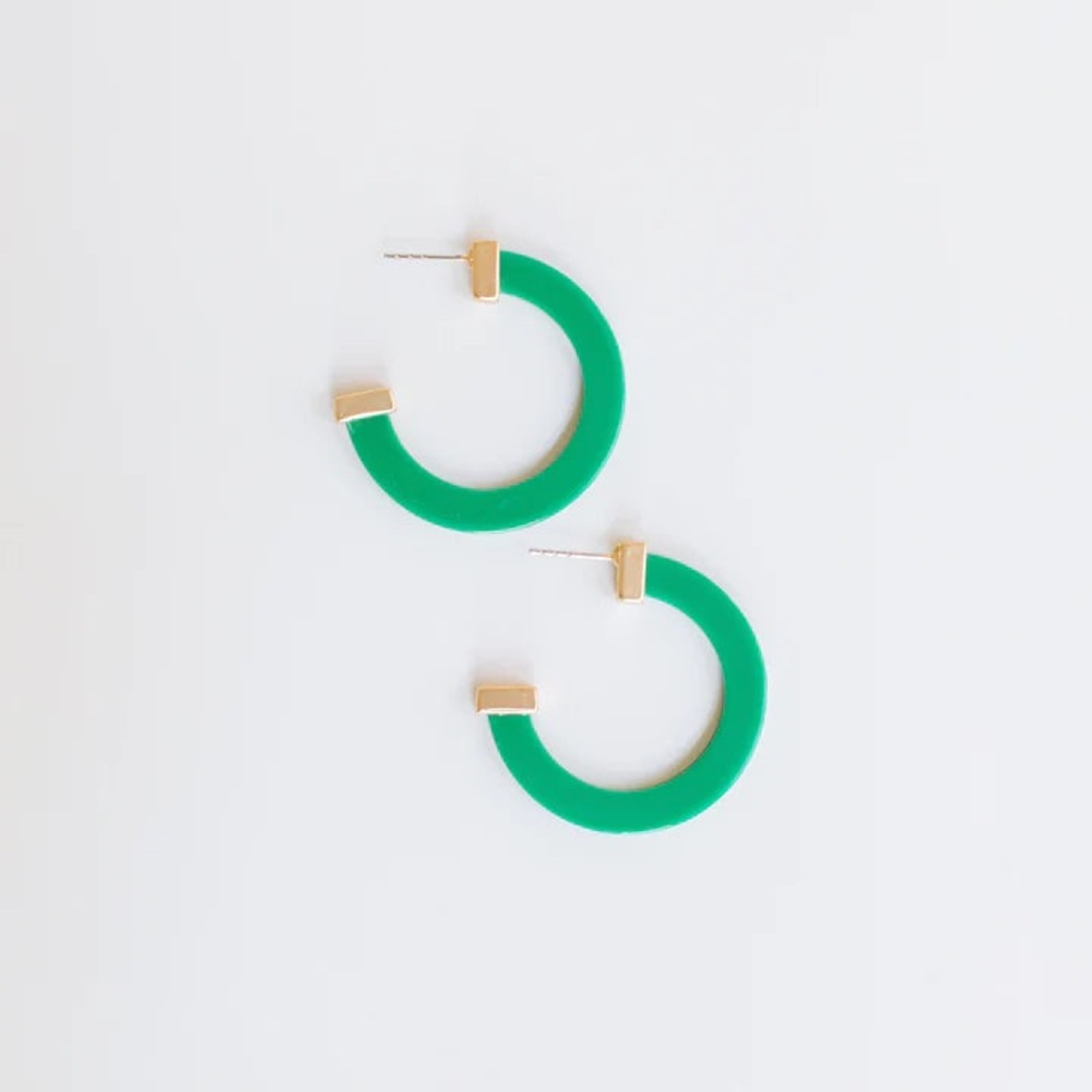Michelle McDowell Pine Green Acrylic Medium Hoops